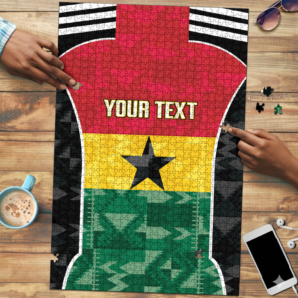 Ghana Football Custom Puzzle Go Black Queens Kente Pattern