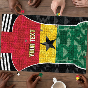 Ghana Football Custom Puzzle Go Black Queens Kente Pattern