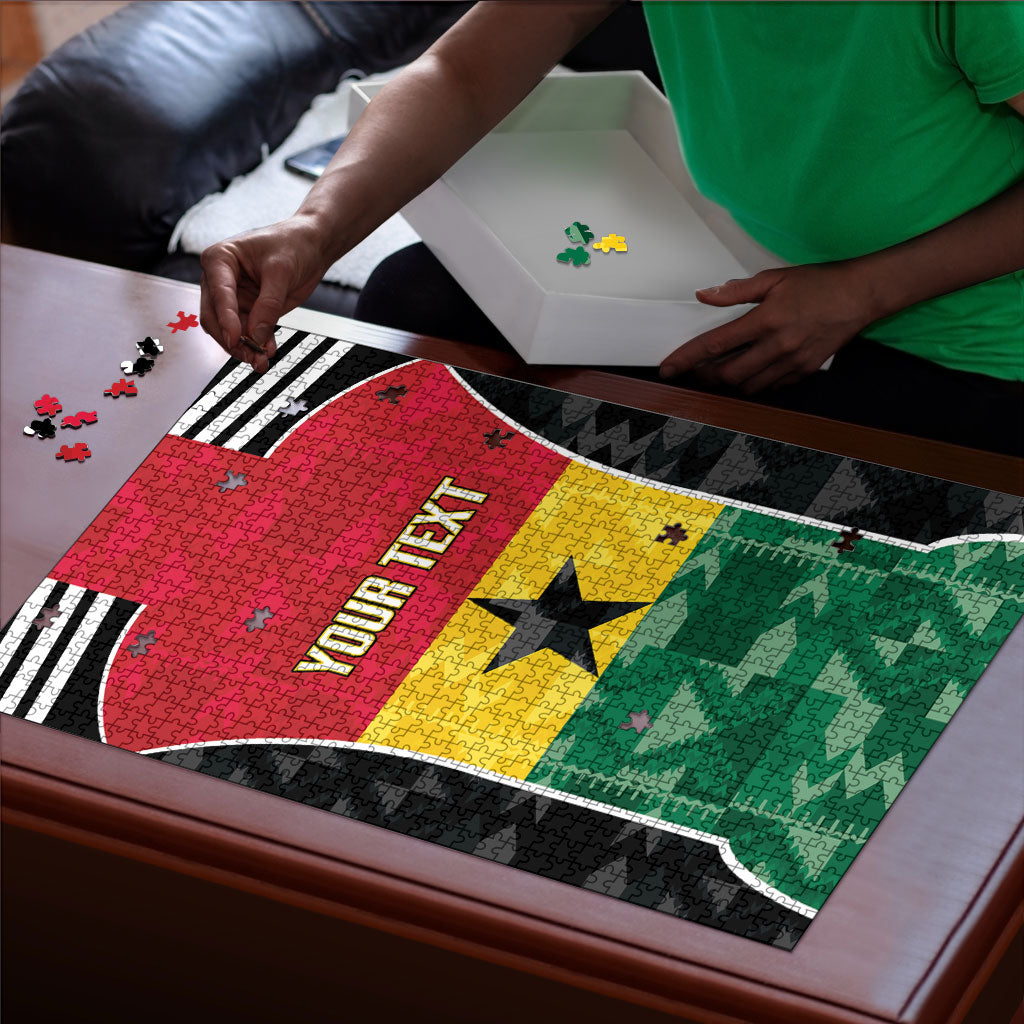 Ghana Football Custom Puzzle Go Black Queens Kente Pattern