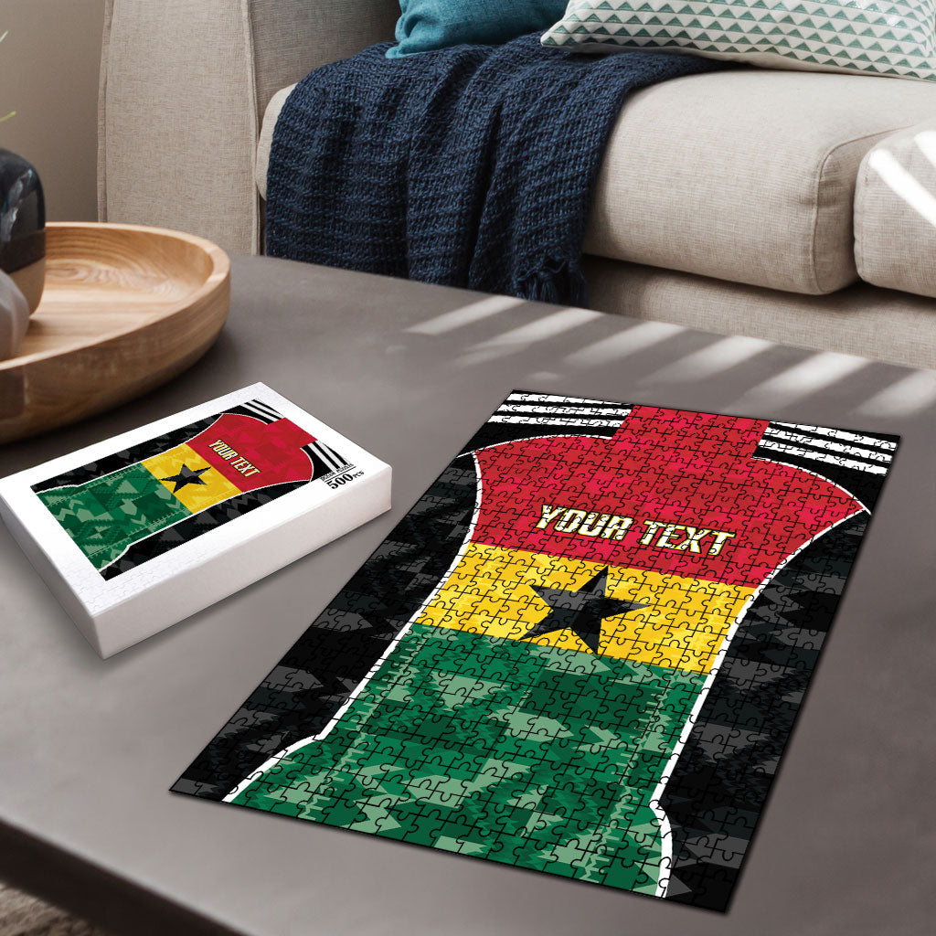 Ghana Football Custom Puzzle Go Black Queens Kente Pattern