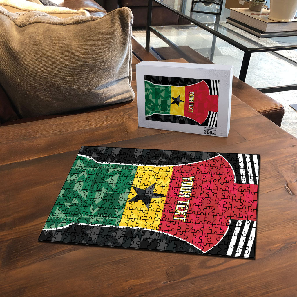 Ghana Football Custom Puzzle Go Black Queens Kente Pattern