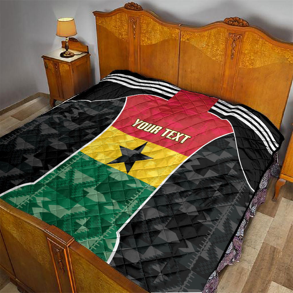Ghana Football Custom Quilt Go Black Queens Kente Pattern