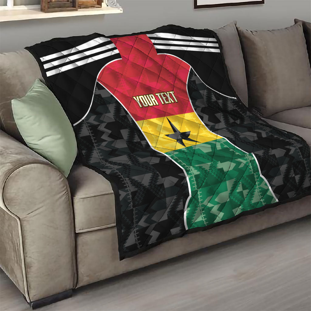 Ghana Football Custom Quilt Go Black Queens Kente Pattern
