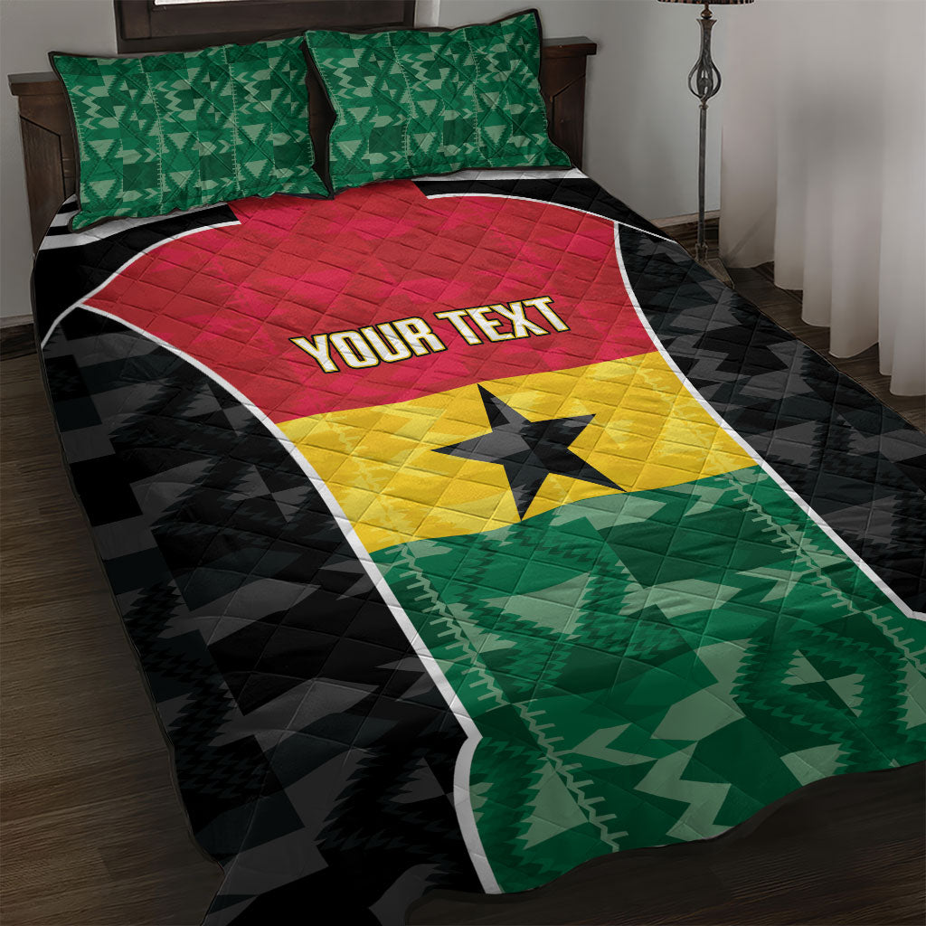 Ghana Football Custom Quilt Bed Set Go Black Queens Kente Pattern