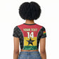 Ghana Football Custom Raglan Cropped T shirt Go Black Queens Kente Pattern