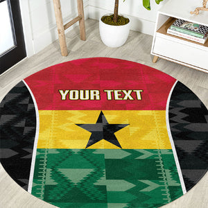 Ghana Football Custom Round Carpet Go Black Queens Kente Pattern