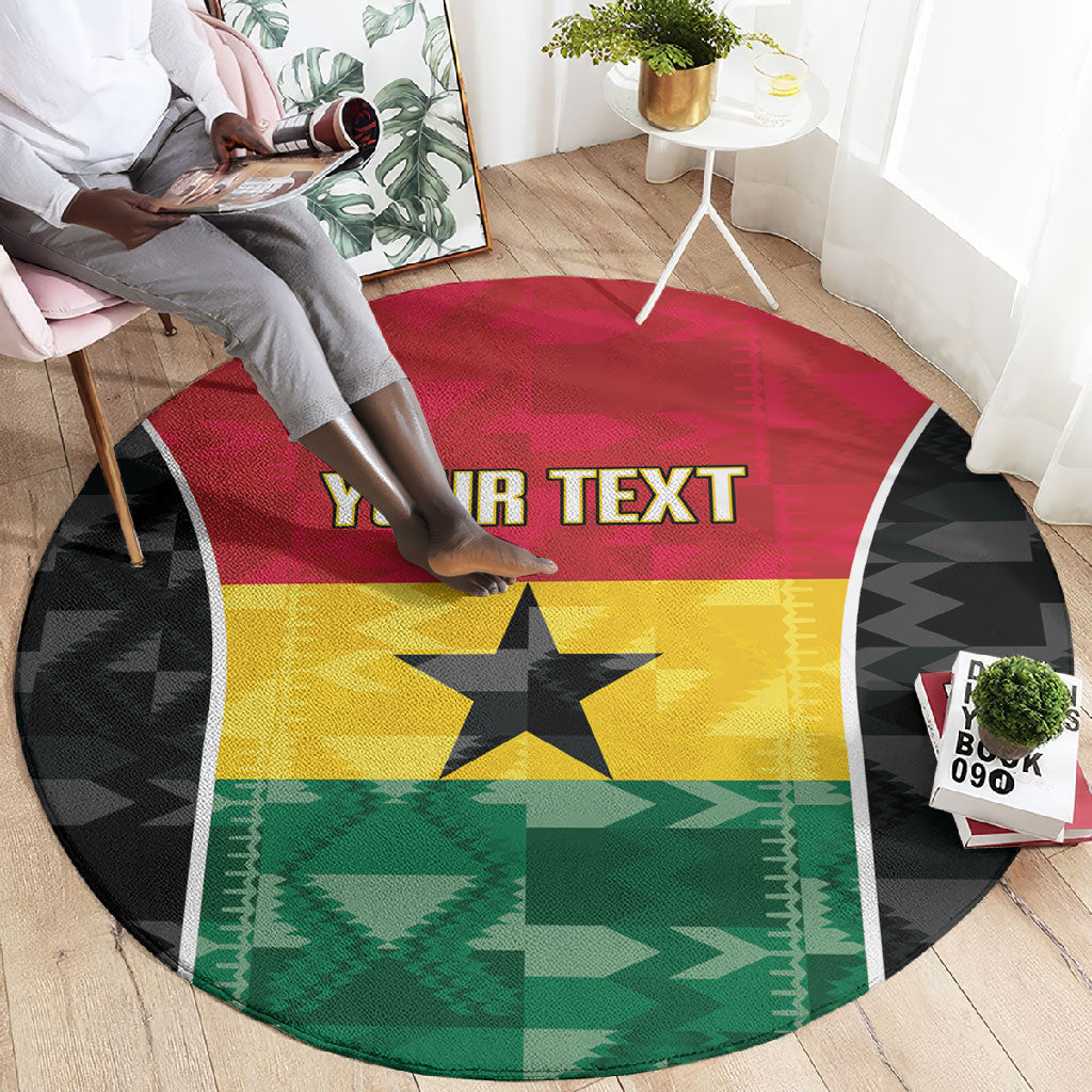 Ghana Football Custom Round Carpet Go Black Queens Kente Pattern
