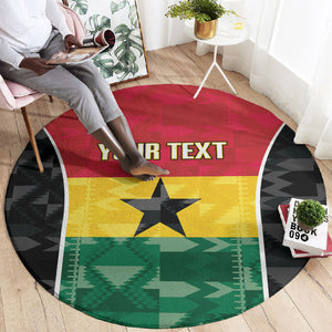 Ghana Football Custom Round Carpet Go Black Queens Kente Pattern