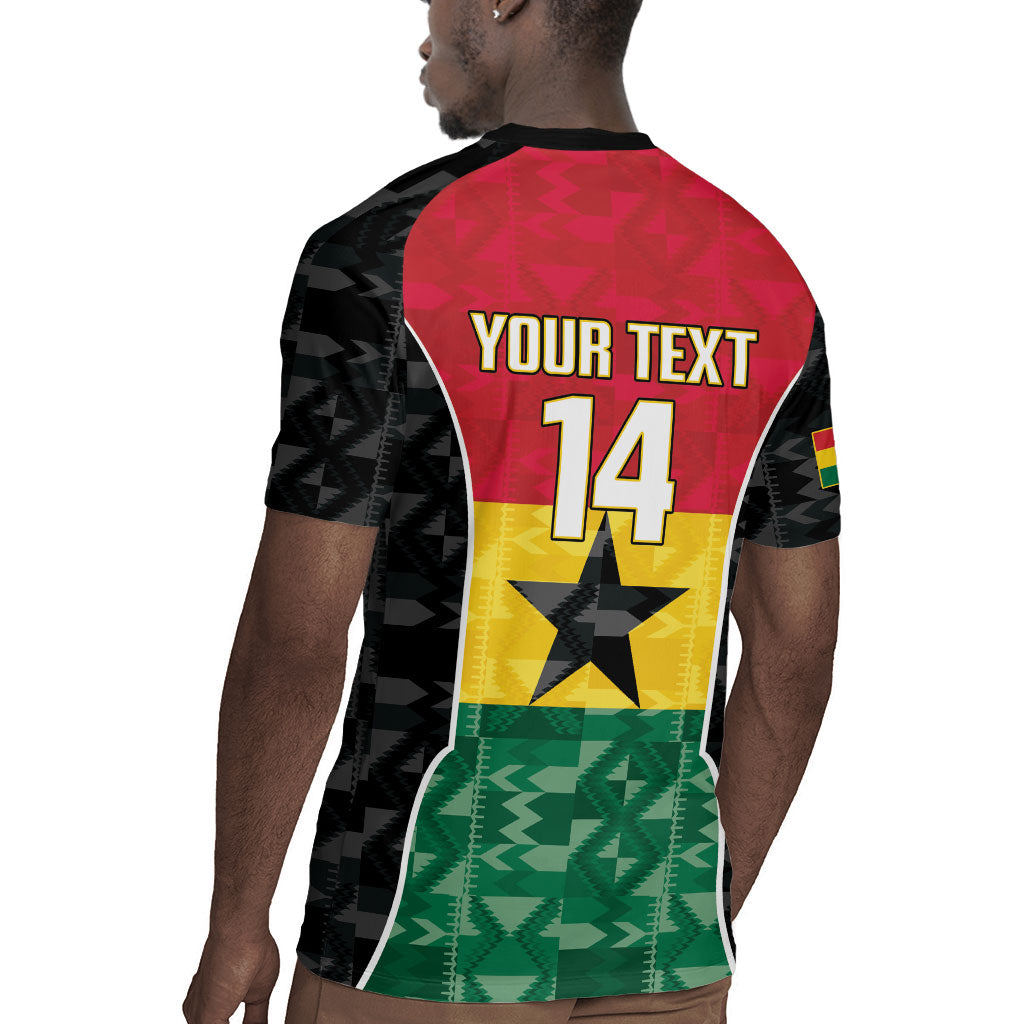 Ghana Football Custom Rugby Jersey Go Black Queens Kente Pattern