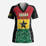 Ghana Football Custom Scrub Top Go Black Queens Kente Pattern