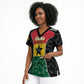 Ghana Football Custom Scrub Top Go Black Queens Kente Pattern