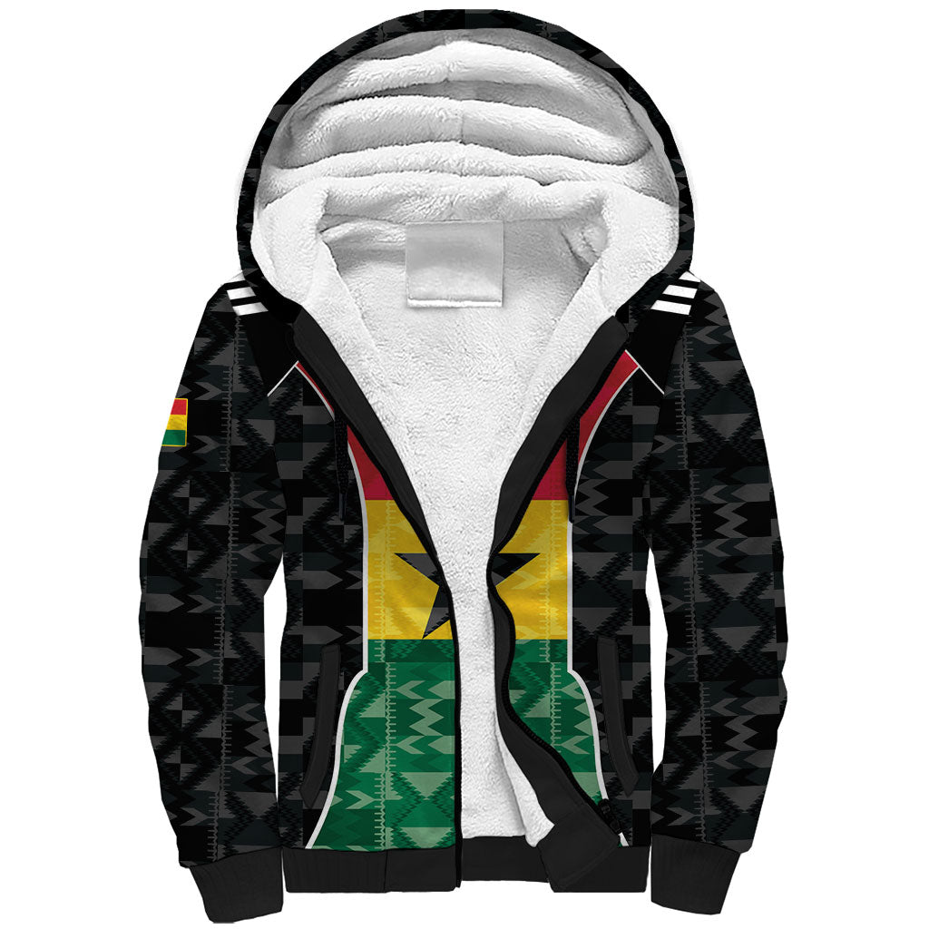 Ghana Football Custom Sherpa Hoodie Go Black Queens Kente Pattern