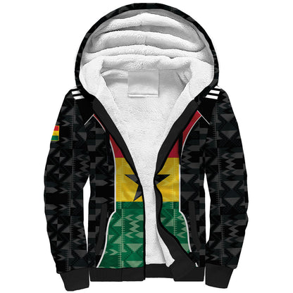 Ghana Football Custom Sherpa Hoodie Go Black Queens Kente Pattern