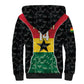 Ghana Football Custom Sherpa Hoodie Go Black Queens Kente Pattern