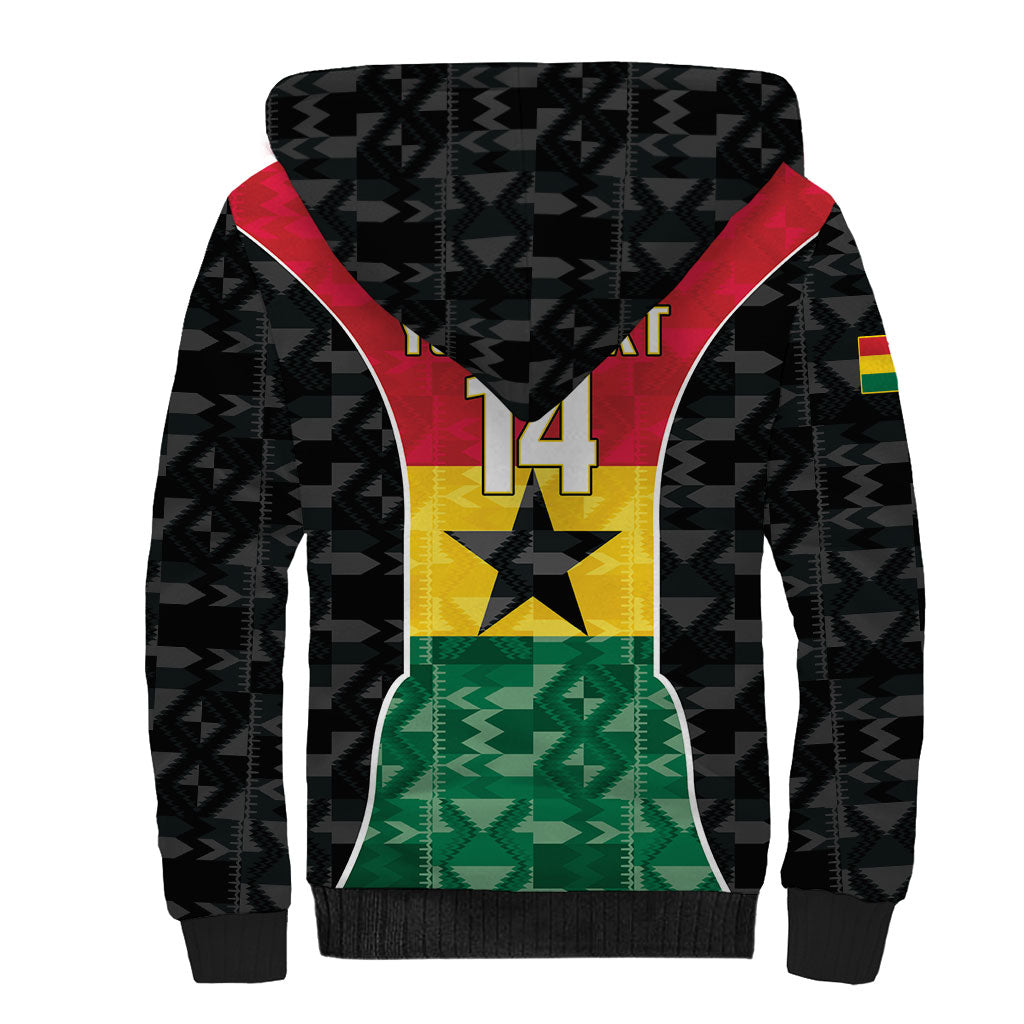 Ghana Football Custom Sherpa Hoodie Go Black Queens Kente Pattern