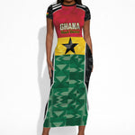 Ghana Football Custom Short Sleeve Bodycon Dress Go Black Queens Kente Pattern