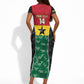 Ghana Football Custom Short Sleeve Bodycon Dress Go Black Queens Kente Pattern
