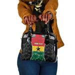 Ghana Football Custom Shoulder Handbag Go Black Queens Kente Pattern