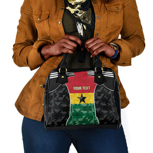 Ghana Football Custom Shoulder Handbag Go Black Queens Kente Pattern
