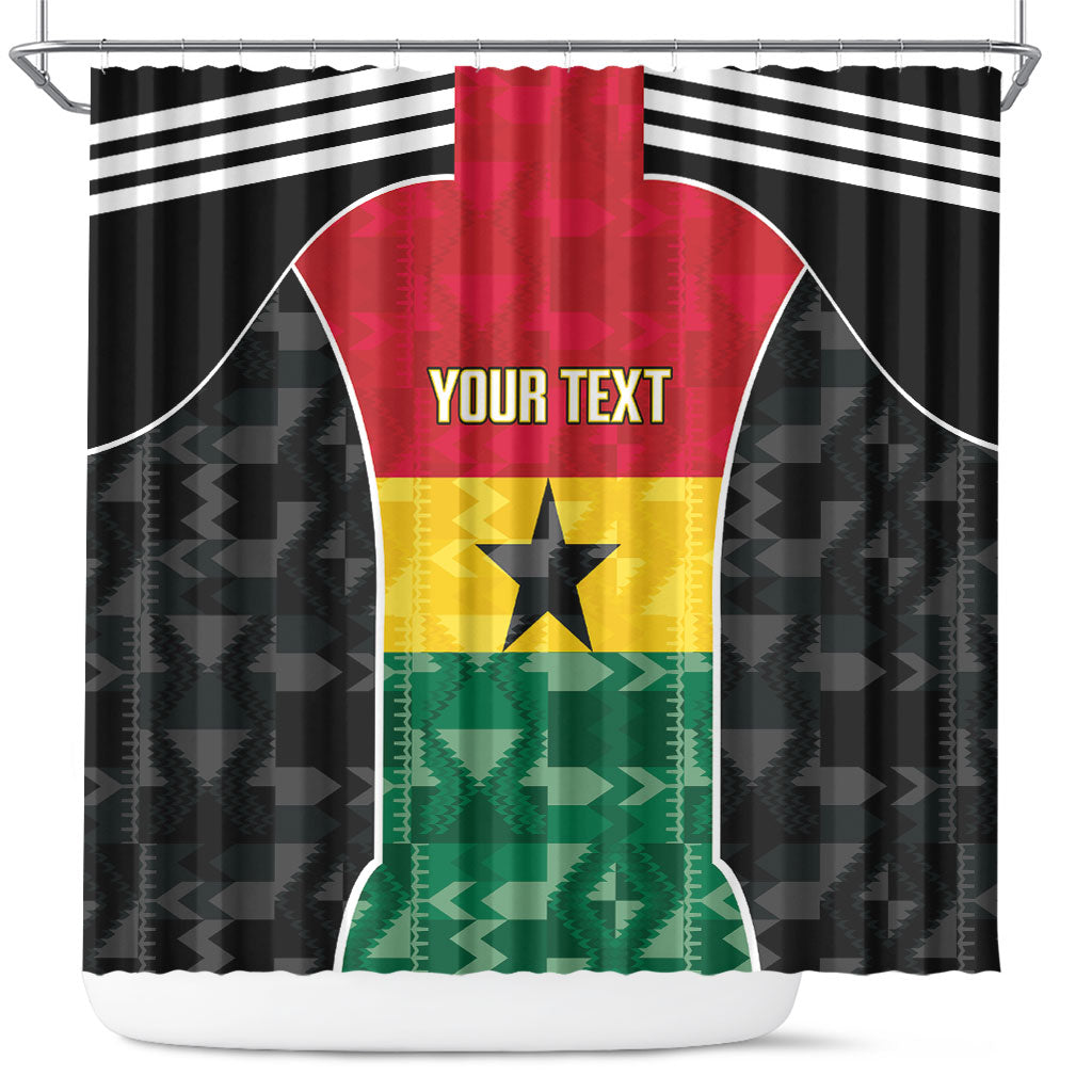 Ghana Football Custom Shower Curtain Go Black Queens Kente Pattern