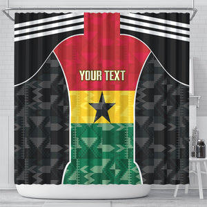 Ghana Football Custom Shower Curtain Go Black Queens Kente Pattern