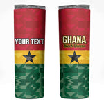 Ghana Football Custom Skinny Tumbler Go Black Queens Kente Pattern