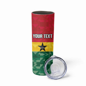 Ghana Football Custom Skinny Tumbler Go Black Queens Kente Pattern