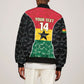 Ghana Football Custom Sleeve Zip Bomber Jacket Go Black Queens Kente Pattern