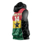 Ghana Football Custom Sleeveless Hoodie Go Black Queens Kente Pattern