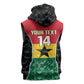Ghana Football Custom Sleeveless Zip Hoodie Go Black Queens Kente Pattern