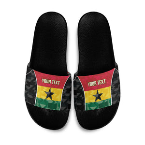 Ghana Football Custom Slide Sandals Go Black Queens Kente Pattern