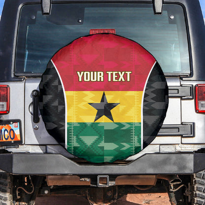 Ghana Football Custom Spare Tire Cover Go Black Queens Kente Pattern