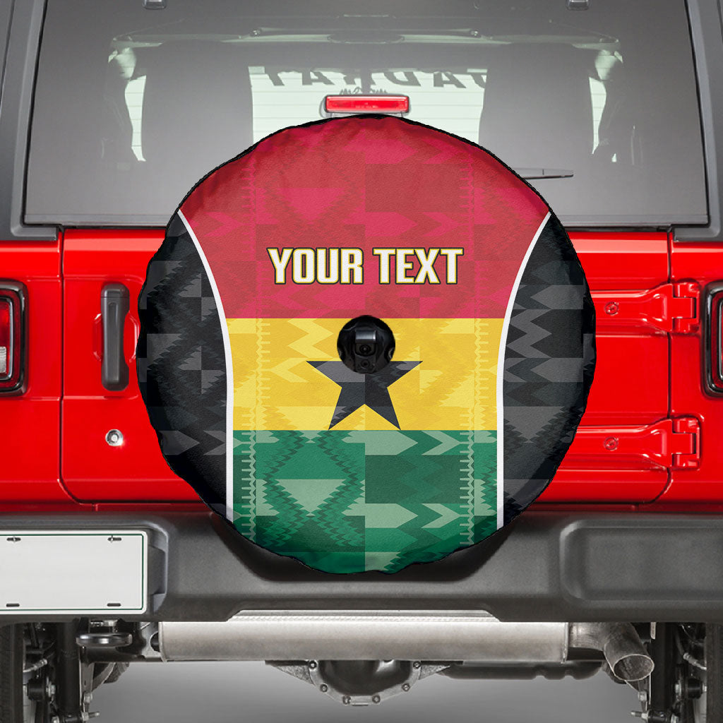 Ghana Football Custom Spare Tire Cover Go Black Queens Kente Pattern