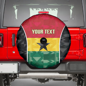 Ghana Football Custom Spare Tire Cover Go Black Queens Kente Pattern