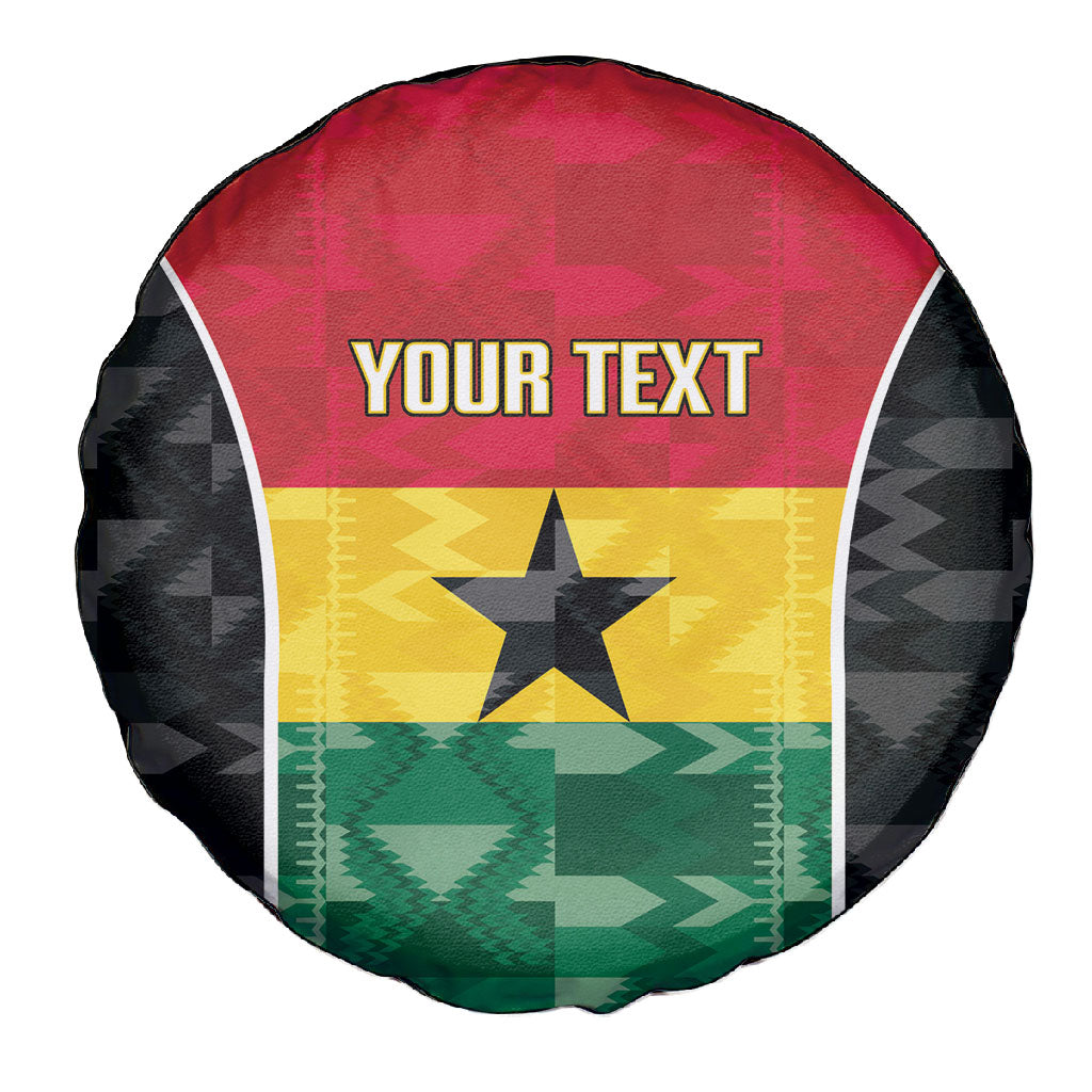 Ghana Football Custom Spare Tire Cover Go Black Queens Kente Pattern
