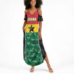 Ghana Football Custom Summer Maxi Dress Go Black Queens Kente Pattern