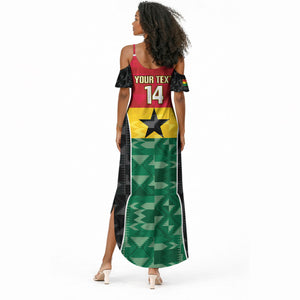 Ghana Football Custom Summer Maxi Dress Go Black Queens Kente Pattern