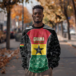 Ghana Football Custom Sweatshirt Go Black Queens Kente Pattern