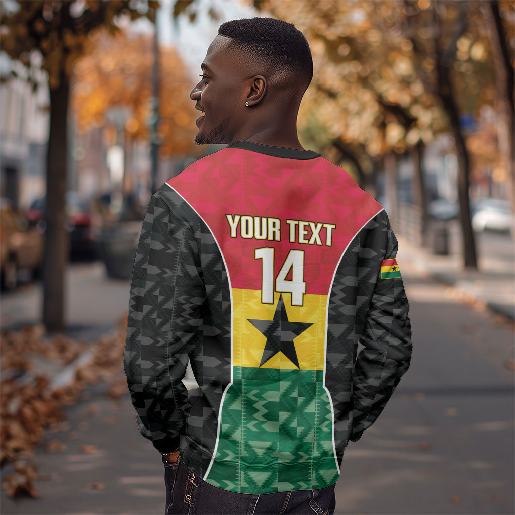 Ghana Football Custom Sweatshirt Go Black Queens Kente Pattern