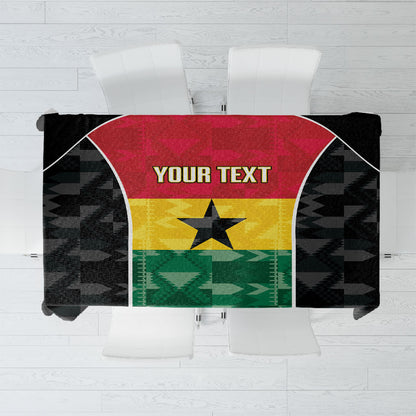 Ghana Football Custom Tablecloth Go Black Queens Kente Pattern