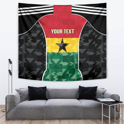 Ghana Football Custom Tapestry Go Black Queens Kente Pattern