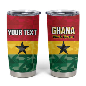 Ghana Football Custom Tumbler Cup Go Black Queens Kente Pattern
