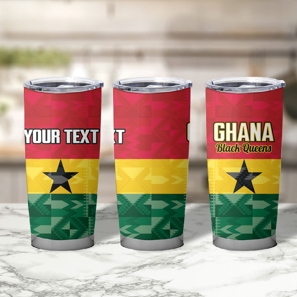 Ghana Football Custom Tumbler Cup Go Black Queens Kente Pattern