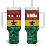 Ghana Football Custom Tumbler With Handle Go Black Queens Kente Pattern