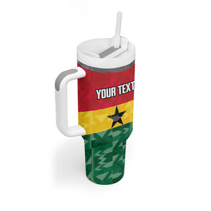 Ghana Football Custom Tumbler With Handle Go Black Queens Kente Pattern