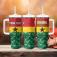 Ghana Football Custom Tumbler With Handle Go Black Queens Kente Pattern