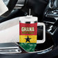Ghana Football Custom Tumbler With Handle Go Black Queens Kente Pattern