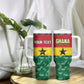 Ghana Football Custom Tumbler With Handle Go Black Queens Kente Pattern
