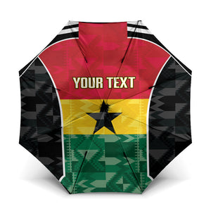 Ghana Football Custom Umbrella Go Black Queens Kente Pattern