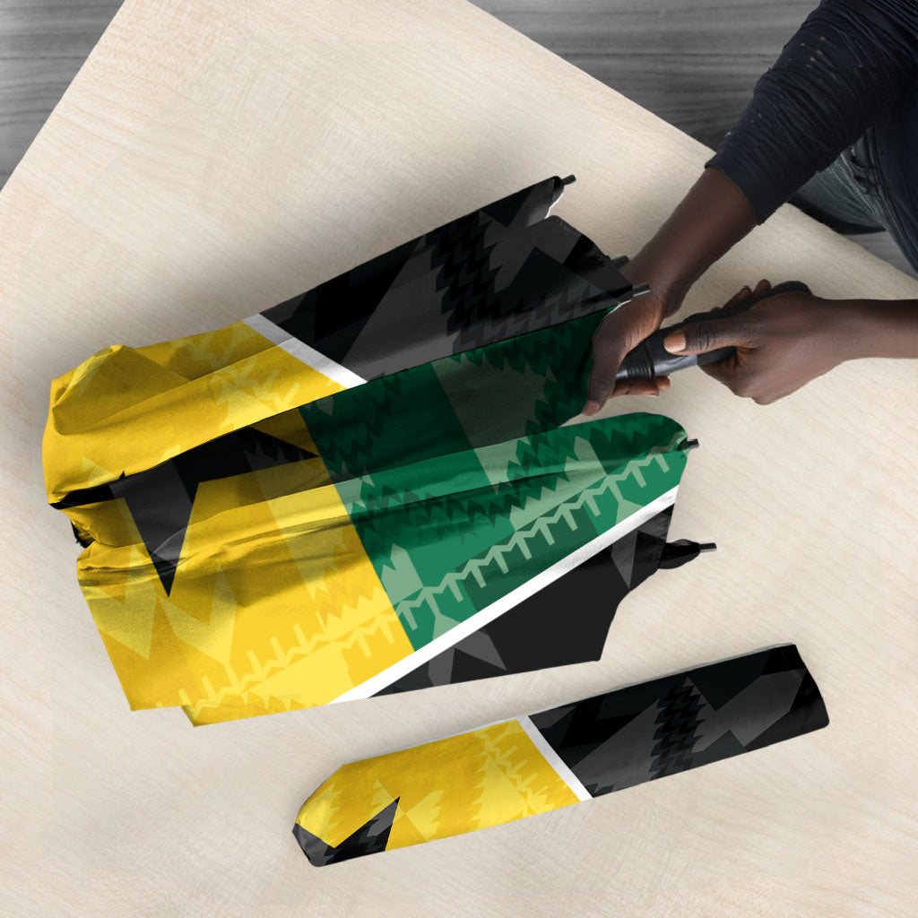 Ghana Football Custom Umbrella Go Black Queens Kente Pattern
